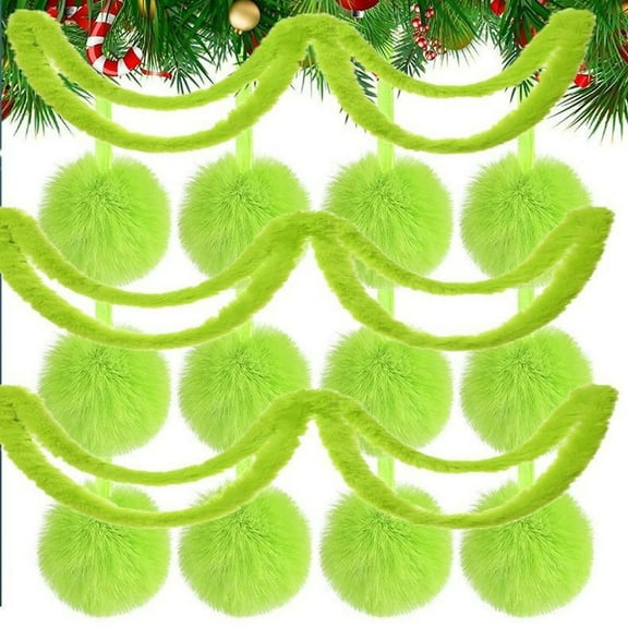 Luoshdecor Christmas Green Tree Garland Decor,39 in Velvet Tree Garland with Ball,Xmas Gift for Indoor Outdoor Christmas Tree Decoration