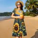 thumbnail image 4 of Disketp Starry Sky Moon Sunflower para Vestido de Manga Corta para Mujeres, Vestidos de Verano para Mujeres, Casual y Holgado para la Playa, 4 of 6