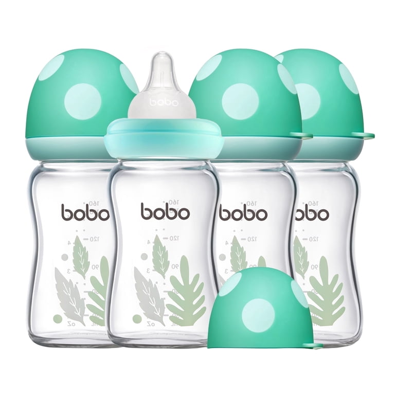 YOHKOH Anti-Colic Glass Baby Bottles, 5.4oz, Slow Flow, 4-Pack photo 1