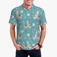 thumbnail image 2 of Balery Teal Mama Llama Printed Men’s Short Sleeve Polo Shirt, Midweight Men's Shirt,Golf Polo shirts -3X-Large, 2 of 8