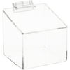 Plymor Clear Acrylic Display Case Box With Angled Top & Hinged Lid, 4" x 4" x 4"