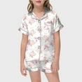 thumbnail image 2 of Youmylove Girls Two Piece Pajama Set Valentine's Day Short Sleeved Shorts Home Pajamas Set Big Girls Button Down Sleepwear Set 2-3 Years, 2 of 4