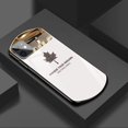 thumbnail image 1 of Funda de teléfono de vidrio templado de hoja de arce ovalada bonita de lujo para iPhone 14 13 12 11 Pro Max XS XR X SE 8 7 6 Plus, funda de silicona con espejo Tan Jianjun unisex, 1 of 2