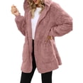 thumbnail image 3 of Chaqueta de Mujer con Cremallera, Bolsillos, Sudadera Larga Extragrande con Capucha, Mangas Largas y Suave, Abrigo de Peluche Cálido Rosa S, 3 of 6