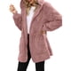 thumbnail image 3 of Chaqueta de Mujer con Cremallera, Bolsillos, Sudadera Larga Extragrande con Capucha, Mangas Largas y Suave, Abrigo de Peluche Cálido Rosa L, 3 of 6