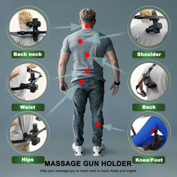 Upgraded Massage Gun Holder with Extension Handle for Deep Tissue Back Pain Relief and Full Body Muscle Recovery