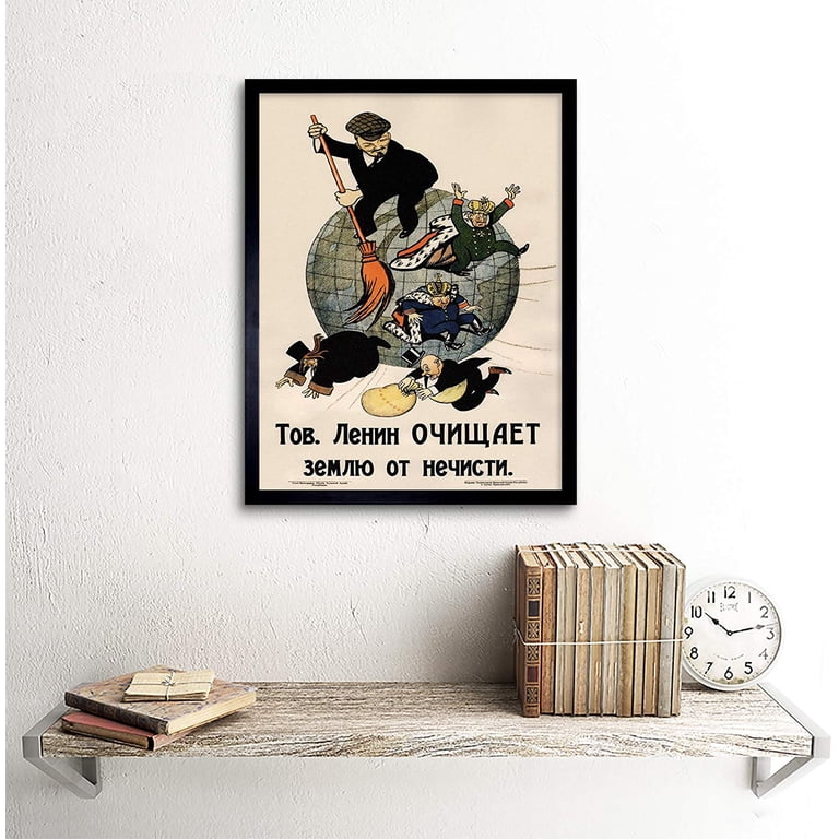 Vintage Soviet Propaganda Poster Communism Lenin Anti Capitalist