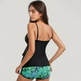 thumbnail image 5 of Women's Tankini Swimsuit with Spaghetti Strap Top and Leaf Print Swim Shorts Set - X Large, Black, 5 of 7