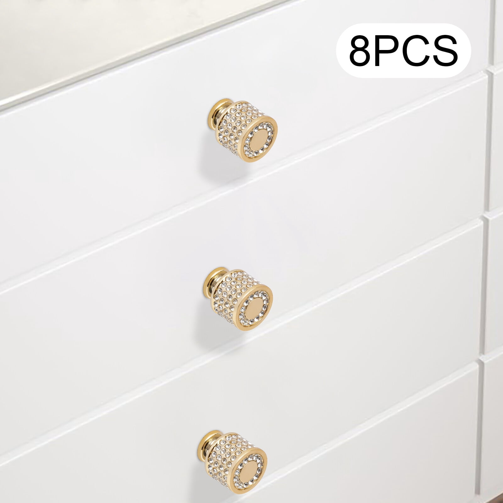 8 Pcs Modern Gold Cabinet Knob Shiny Cabinet Knob Round Furniture Handles for Home, Kitchen, Office