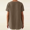 thumbnail image 4 of Gytharion Women's T-Shirts Summer Casual Short Sleeve V-Neck Top Fashion Solid Button Cotton Linen Beach Shirts for Women, 4 of 7