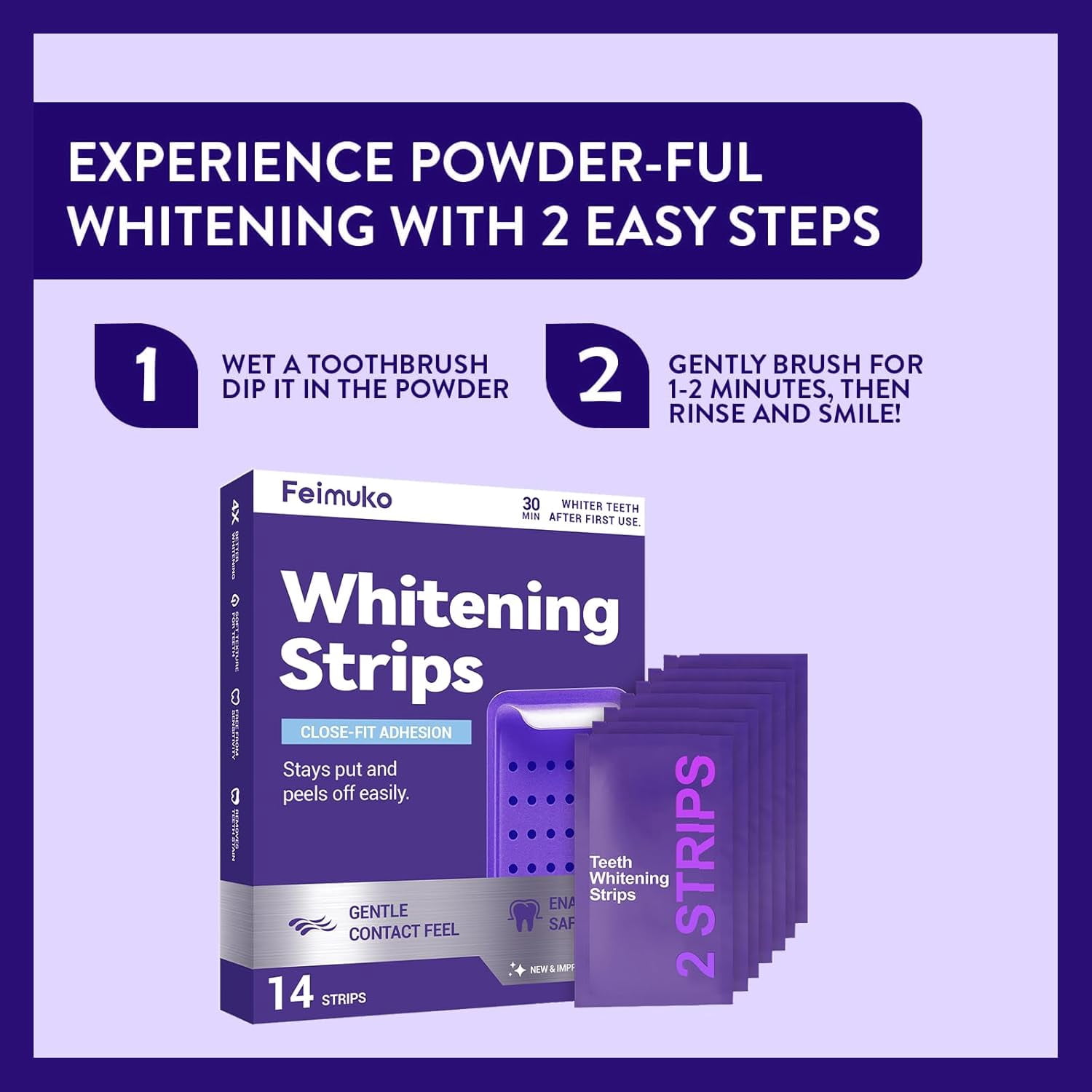 Purple Teeth Whitening Strips – Gentle Daily Strips for Surface Stain Reduction & Natural Shine, Portable Enamel-Safe Whitening for Home or On-The-Go Use(28)