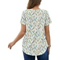 thumbnail image 6 of MOSHU Plus Size T-shirts for Women V Neck Summer Tunic Tops Floral Print Curved Hem Women Shirts, 6 of 6