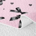 thumbnail image 5 of Erosebridal Pink Black Ribbon Bow Bed Spread Queen for Girls Women, Love Heart Stars Print Queen Coverlet Set, 3 Pieces, 5 of 7