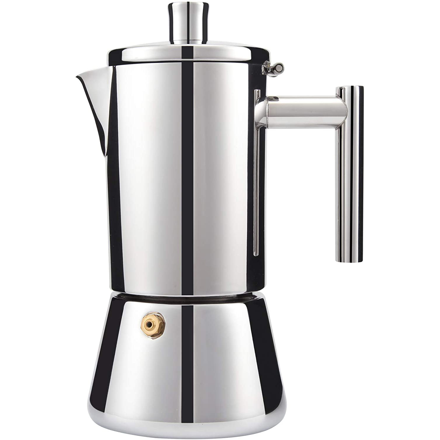 Stainless Steel Stovetop Espresso Maker Moka pot- Cuban Coffee maker Italian Espresso maker for Induction gas or electric stoves-Option Silver