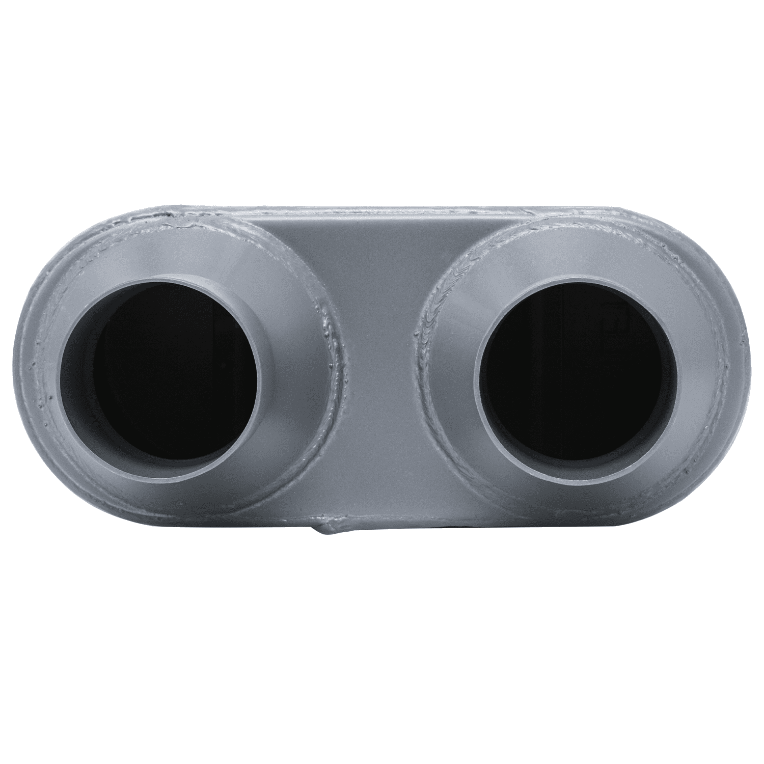 Magshion 3" Inlet 2.5" Outlet Chambered Muffler Straight-Through Round Stainless Steel Dual Exhaust Tip, Gray