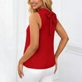 thumbnail image 4 of Miluxas Women's Sleeveless Halter Neck Blouse - Front Ruffle & Back Tie Bow Casual Tank Top Solid Flowy Shirts Ideal for Work and Daily Wear Red, 4 of 9