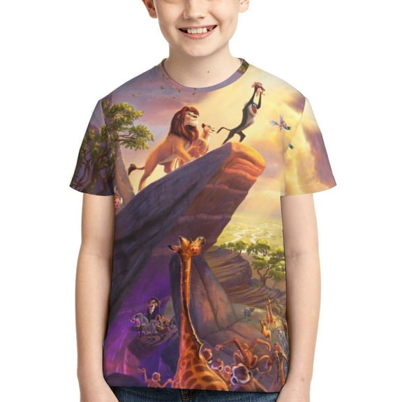 Kids 3D Graphic Lion King T-Shirts, Novelty Shirts Crewneck Short Sleeve Tees for Youth Boys Girls