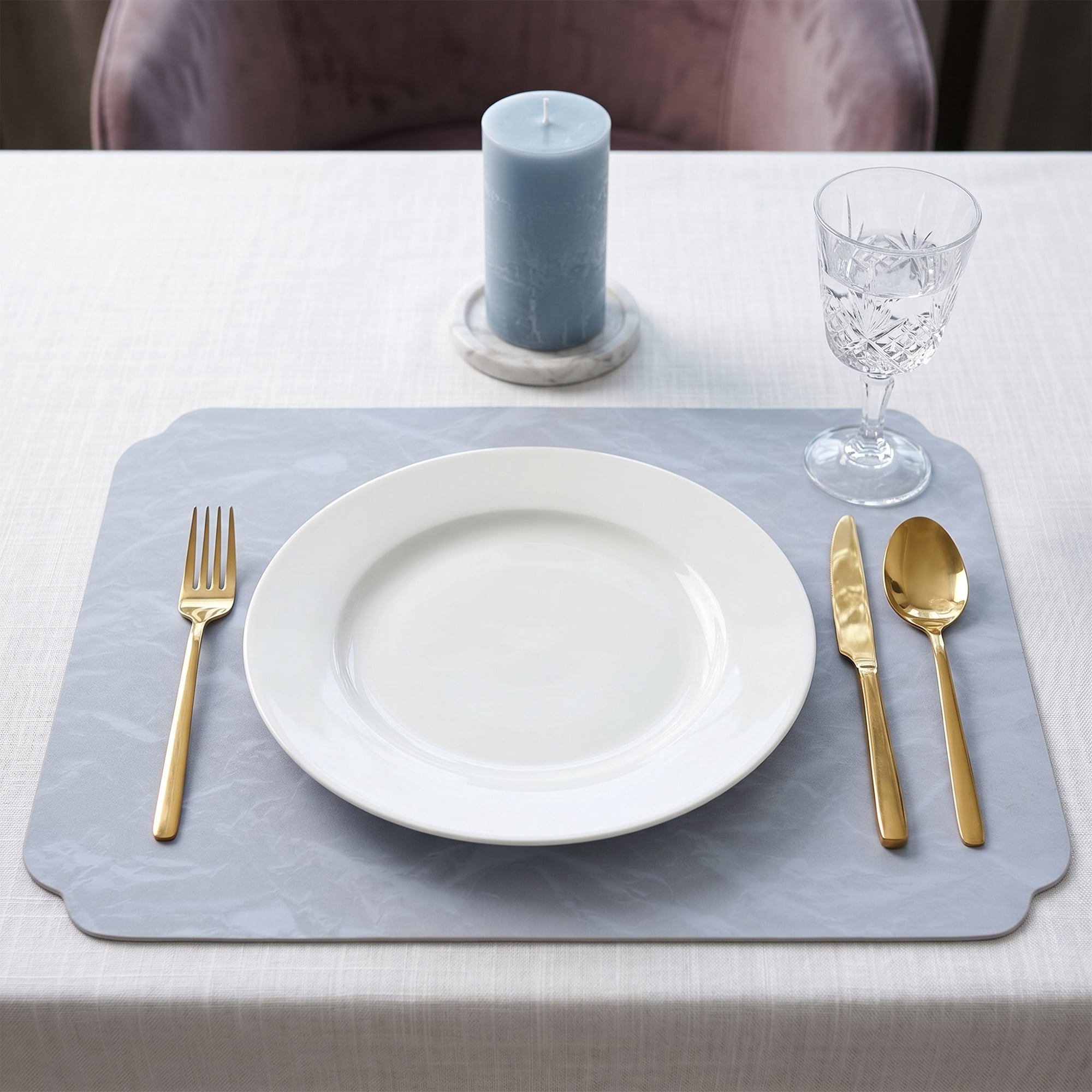 Unique Bargains 4Pcs Faux Leather Table Decor Placemats Ice Blue 17.7x11.8inch