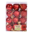 thumbnail image 2 of Home Halloween Hanging Ornaments, 24 PCS Christmas Balls Ornaments, Pre-Strung Plastic Balls, Shatterproof Barrel Packed Balls for Holiday Party Wreath Tabletop Tree Decorations, 1.18 Inch, Red, 2 of 9