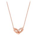 thumbnail image 1 of Collar de círculos entrelazados de oro rosa, cadena de acero de titanio, colgante delicado, longitud ajustable de 19,10 pulgadas, joyería elegante para mujer, 1 of 5