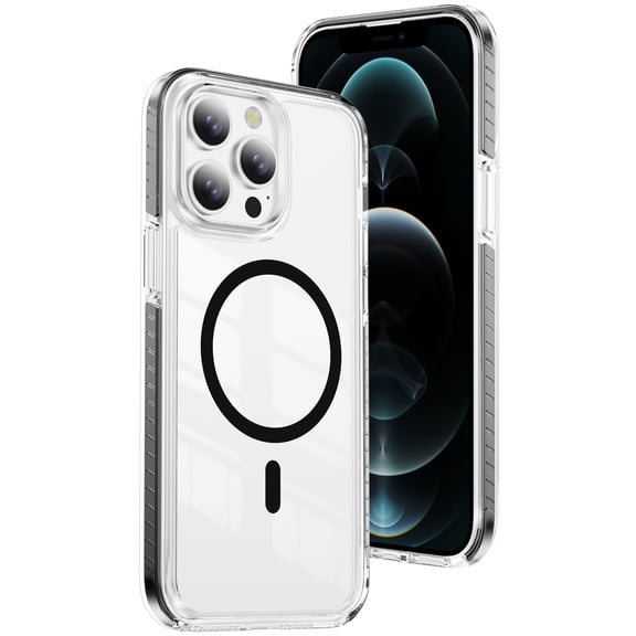 Magnetic for iPhone 12 Pro Max/iPhone 13 Pro Max / 6.7" Case, Compatible with Magsafe Military Shockproof Protective Bumper Cute Transparent Slim Anti-Yellowing Phone Case for iPhone 12 Pro Max/iPho