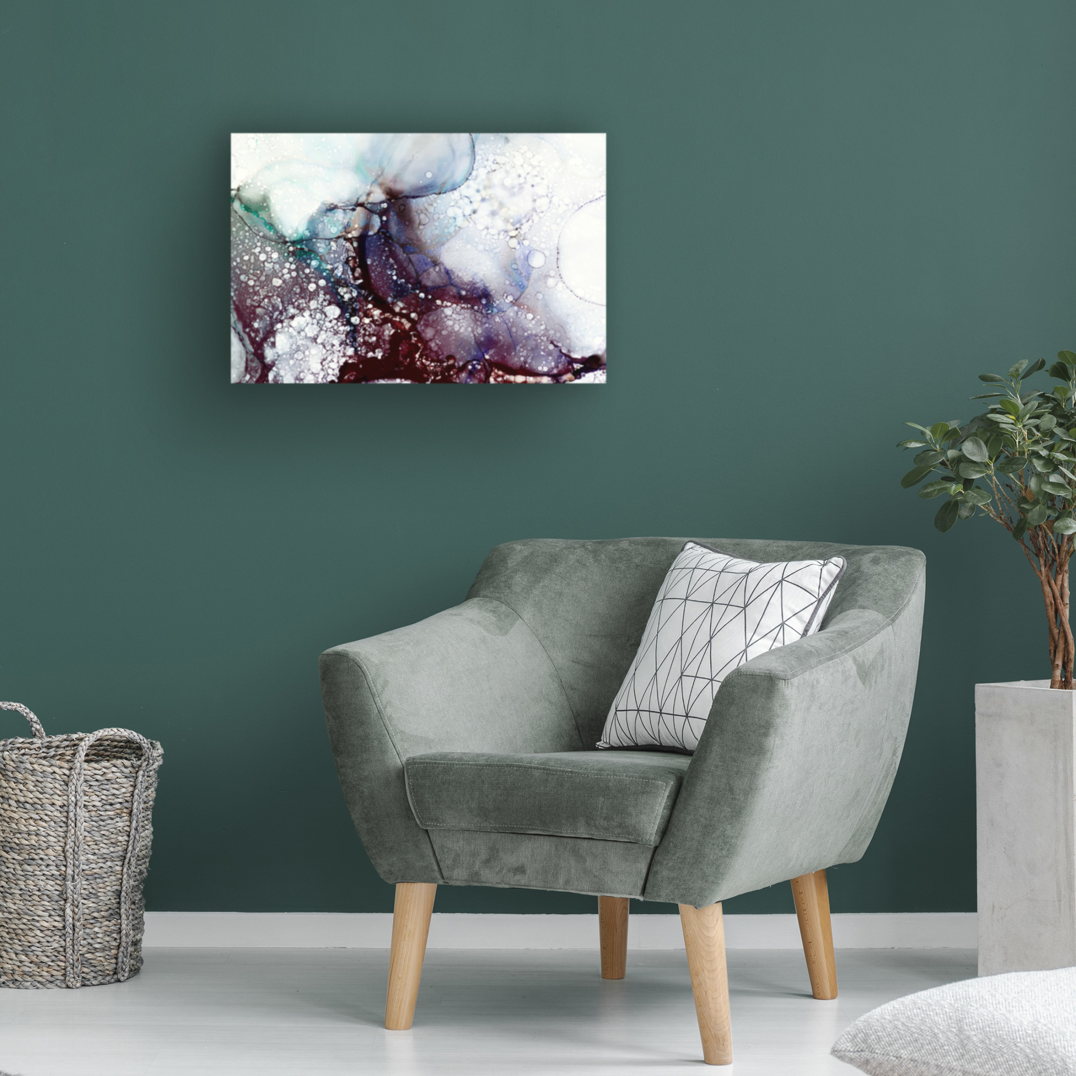 Canvas Wall Art - Tom Quartermaine 'Textured Cool Alcohol Ink' Wall Art for Living Room, Bedroom, or Office Décor by Trademark Fine Art - 32 x 22 Inches