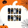 thumbnail image 2 of Matte Black Yellow Floral Extra Long Halloween Press On Nails 24Pcs, Ghost White Spooky Fake Nails Set, Reusable False Nails for Gothic Party Fall Daily Wear Women Girls, 2 of 8