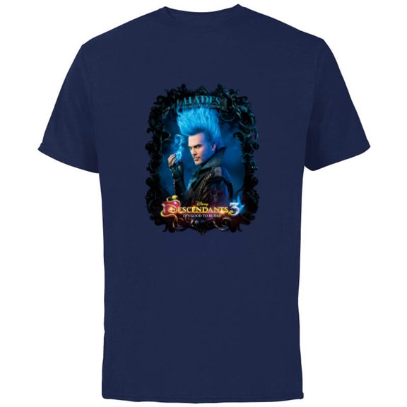 Disney Channel Descendants 3 Hades - Short Sleeve Cotton T-Shirt for Adults -Customized-Navy