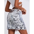 thumbnail image 4 of Douhoow Women Sparkle Mini Skirts Sequins Bodycon Short Skirts Slim Fitted Glitter Pencil Skirt Night Out Clubwear, 4 of 8