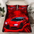 thumbnail image 2 of Homewish Cartoon Red Automobile Queen Sheet Sets for Boys, Modern Extreme Sport Flat Sheet, Futuristic Race Car Queen Fitted Sheet, Microfiber Bedroom Decor, 4 Pieces, 2 of 7