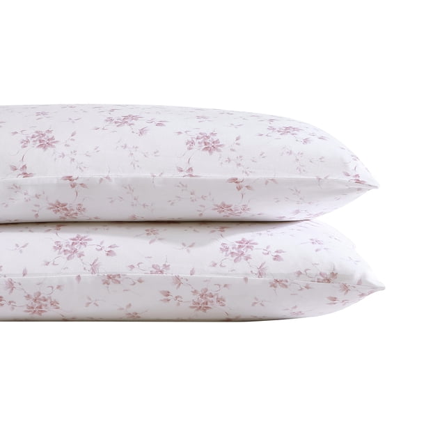 Juego de fundas de almohada Laura Ashley Home, satén de algodón, 2 piezas
