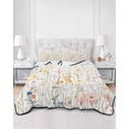 thumbnail image 3 of Vintage Flowers Summer Quilt Set King Size, Soft Microfiber Quilted Bedding Set with 2 Pillow Shams, Pink Blue Colorful Botanical Lightweight All Season Bedspread Coverlet for Bedroom 96"x106", 3 of 6