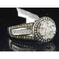 thumbnail image 3 of Ladies 10K White Gold Flower Halo Brown Diamond Engagement Fashion Cocktail Ring, 3 of 8