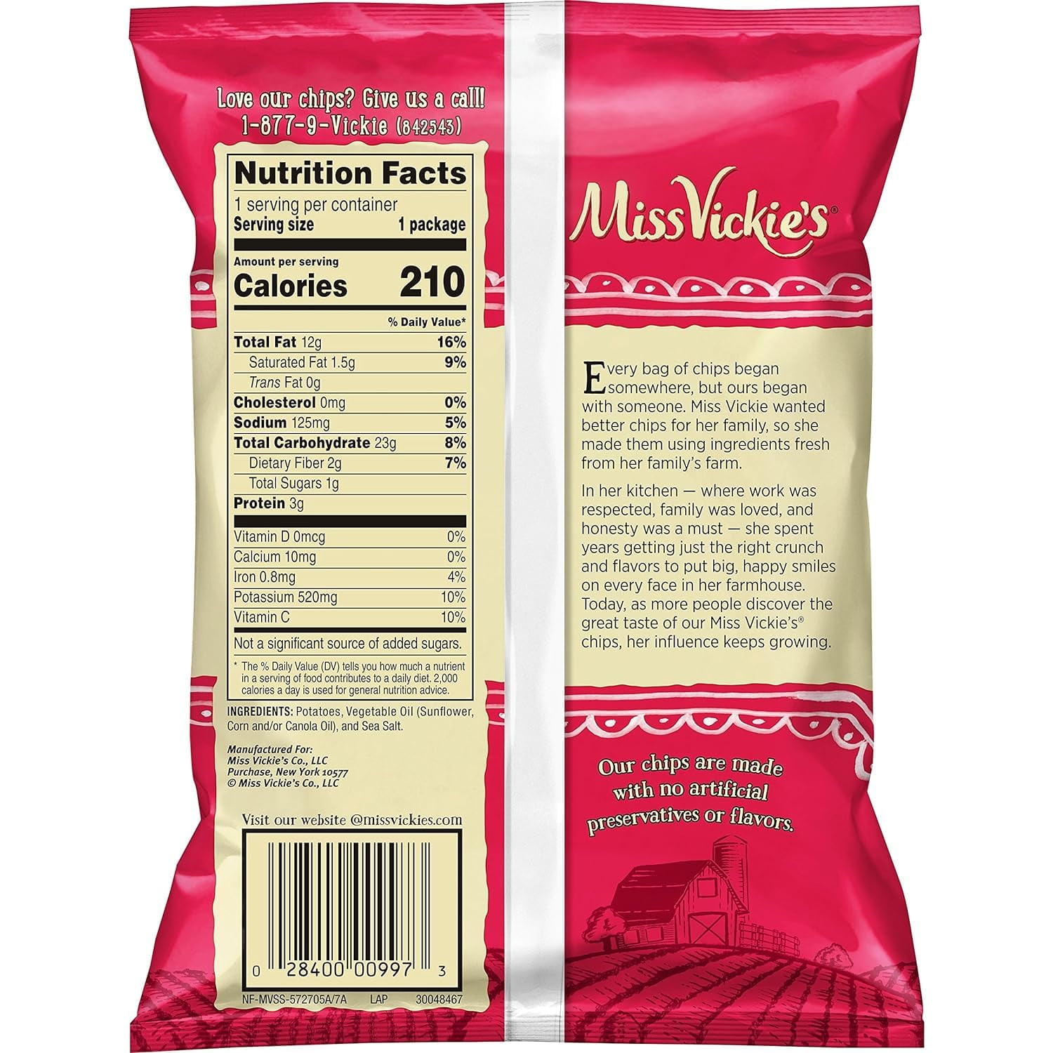 Kettle Cooked Potato Chips by Miss Vickie's Value Pack Bundled by SUPERDEALS | 1.375 Oz Bag | Sea Salt | Pack of 12 with mystery bonus gift