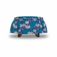 thumbnail image 4 of Floral Ottoman Cover, Water Lily Flowers, 2 Piece Slipcover Set with Ruffle Skirt for Square Round Cube Footstool Decorative Home Accent, Standard Size, Violet Blue Sea Blue, by Ambesonne, 4 of 5