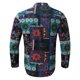 thumbnail image 3 of Playeras Blusa de otoño Camisa de pie de cuello largo Impreso Camisas de manga étnica para hombres (Blue, S), 3 of 4