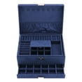thumbnail image 3 of Unique Bargains 3 Layers Jewelry Box Organizer with Drawer Removable Tray Dark Blue, 3 of 7