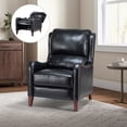 thumbnail image 4 of Genuine Leather Recliner Chair, Tina's Home Push Back Wood Leg Armchair Nailhead Living Room Black, 4 of 6