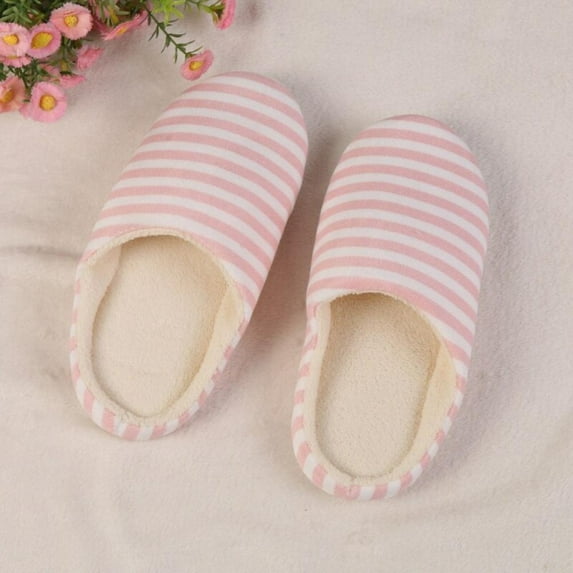CLEANRANCE!Factory Price Five Colors Striped Indoor Soft Bottom Cotton Slippers For Home Shoes Interior Non-Slip Shoes