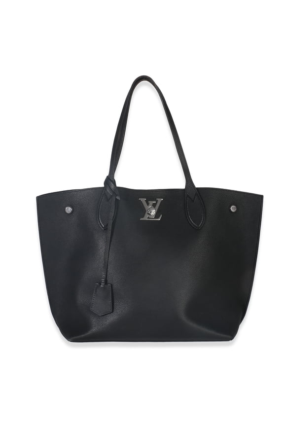 Pre-Owned Louis Vuitton Black Grained Calfskin Lockme Cabas Tote
