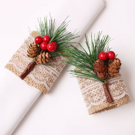 

Rustic Napkin Ring Exquisite Fabric Dry Flower Elegant Table Decor Napkin Towel Buckle for Party