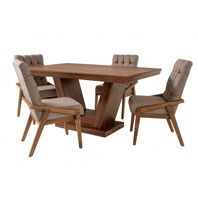 Antecomedor 4 sillas Liverpool + Paris capitonadas Parota Kessa Muebles