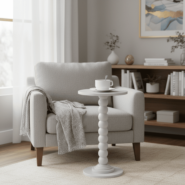 EDX Round Side Table, White photo 3