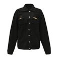 thumbnail image 3 of Vedolay Womens Tops Womens Denim Jacket Casual Long Sleeve Jean Jacket with Pockets,Black One Size, 3 of 5