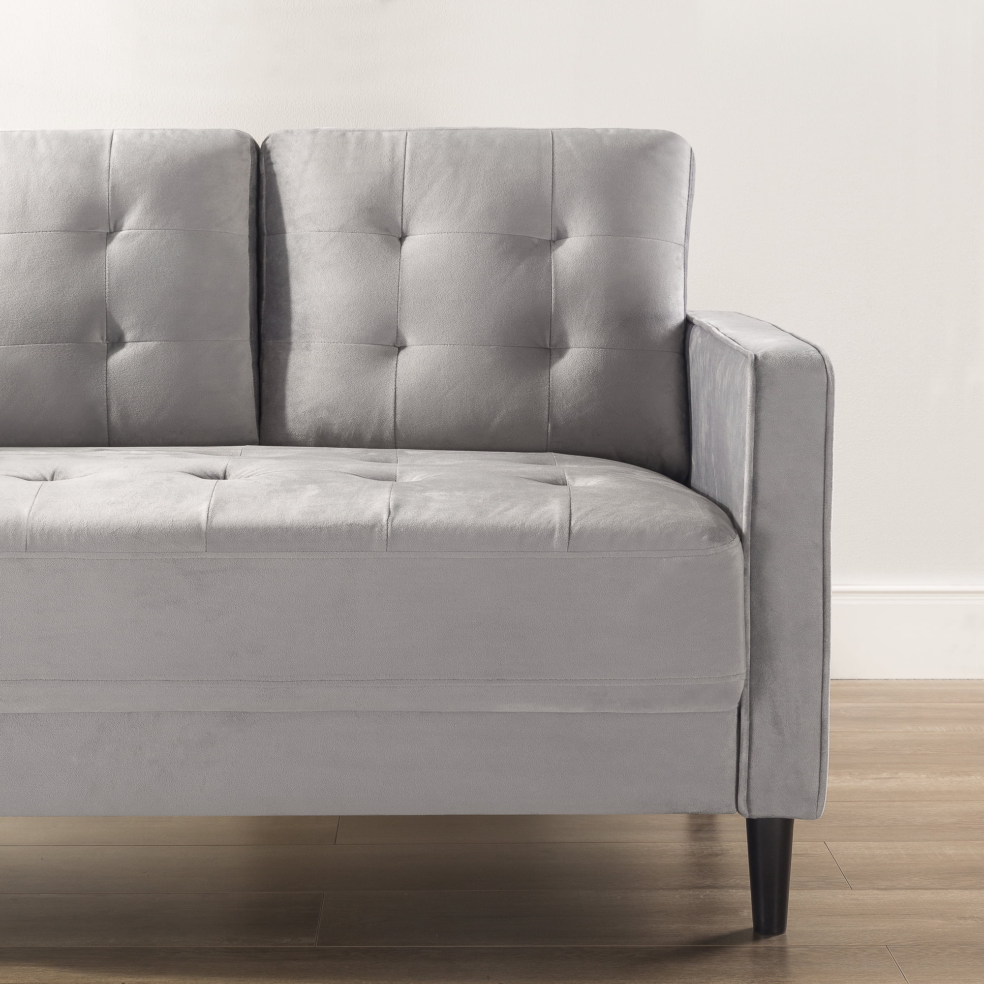 Ember Interiors Benton Velvet Loveseat 2- Seater, Gray