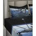 thumbnail image 2 of Ambesonne Outer Space Fitted & Top Sheet Set with Shams, Cosmonaut Adventure, Blue Grey Black, 2 of 4
