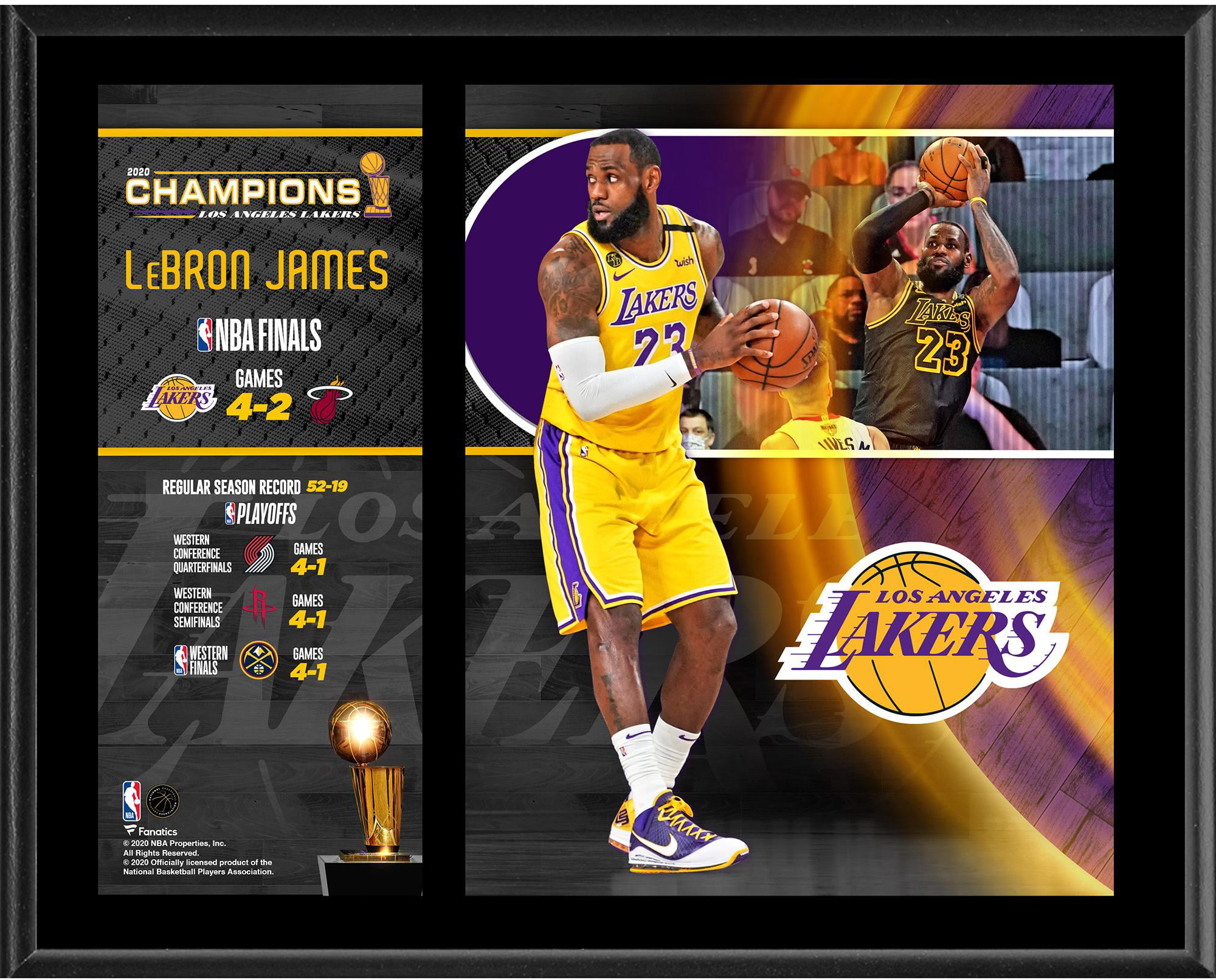 LeBron James Los Angeles Lakers 12" x 15" 2020 NBA Finals Champion Sublimated Player Plaque