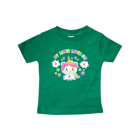 

Inktastic My Sister Loves Me with Cute Rainbow Unicorn Gift Baby Boy or Baby Girl T-Shirt