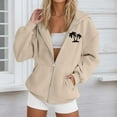 thumbnail image 2 of Women's Tree Print Zip Up Hooded Sweatshirt Casual Long Sleeve Drawstring Jacket with Full Zipper Comfortable Pullover Tops, 2 of 4