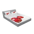 thumbnail image 2 of Ambesonne Christmas Fitted Sheet & Pillow Sham Set, Baubles on Snowflake, Full, Red White, 2 of 2